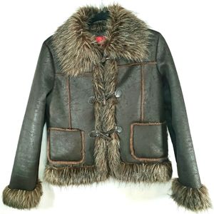 Paris Blues Faux Fur Jacket Size M Dark Brown.